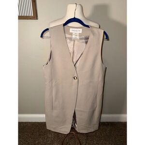 JONES NEW YORK Womens Tan Button Vest Blazer Style Size 14